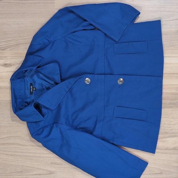Rafaella Cobalt Blue 3/4 Sleeve Cotton Jacket - Picture 1 of 7